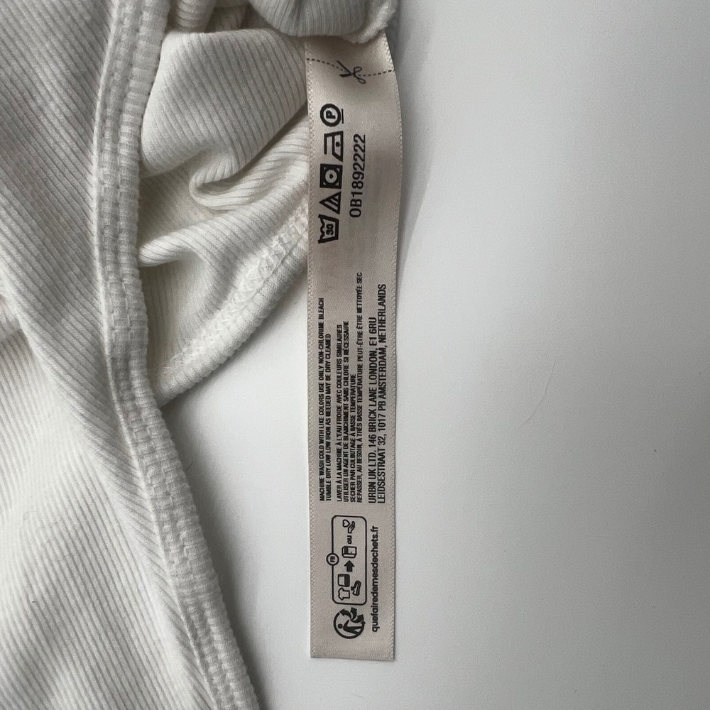 Intimately Free People White Ribbed Puff Sleeve Square Neck Bodysuit OB1892222 M - Picture 5 of 8